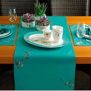 NWT Lenox Chirp Turquoise Table Runner, 19x70